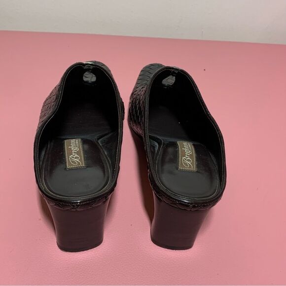 Vintage Brighton Tynan Woman’s Size 8 Brown Woven Leather Snip Toe Heeled Mule - Picture 8 of 9